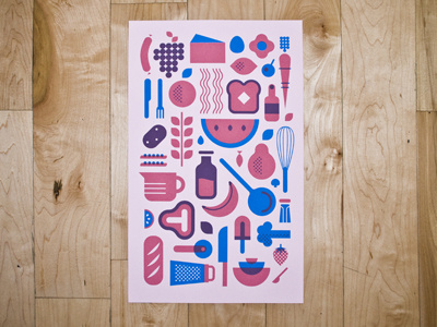 cookin print booklet food illustration modern print screen print