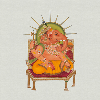 Lord Ganesha in Indian Miniature Painting by Ira SwatiManish cultural art of india devotional paintings hindu god artwork indian heritage art indian miniature art lord ganesha painting miniature artworks spiritual miniature art traditional art forms