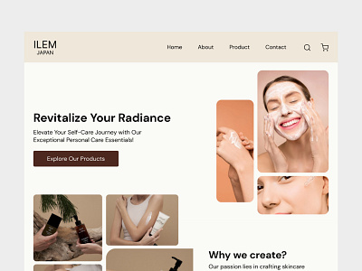 Minimal Skincare Landing Page Design – ILEM JAPAN 🌿✨ desktop design landing page minimal design skincare design skincare website ui ui design website design