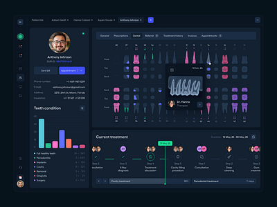 Dental EHR system chart dental ehr health healthcare medicine patient teeth timeline ui ux web