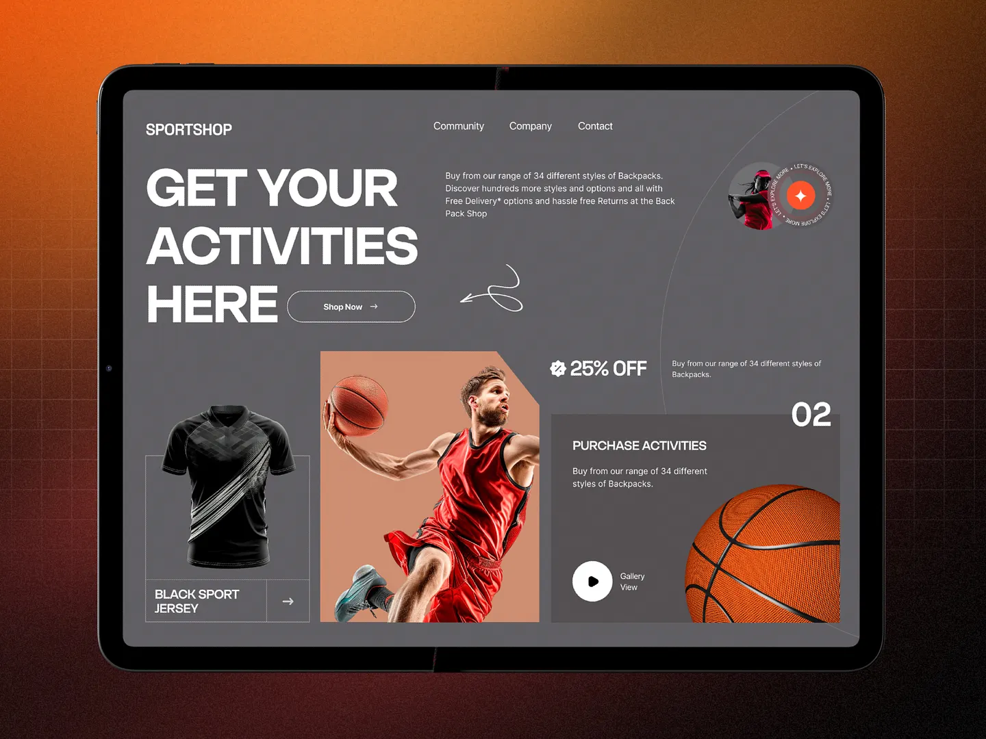 Dynamic Product Showcase Section for Sports Shop