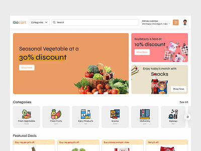 Grocery Landing Web Page - Gocart desktop design e commerce web page grocery delivery web app grocery shopping product design ui ux design website design website ui design