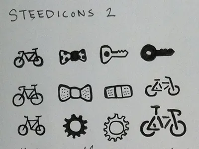 Steedicons 2 First Glimpse black hand drawn icons preview steedicons white wip