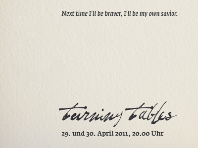 Turning Tables e mail template invitation