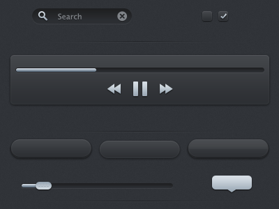 Slate And Chalk buttons chalk checkbox playercontrols searchfield slate slider tooltip ui