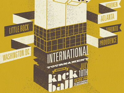 Brooklyn Kickball International Tournament design poster print two colors type