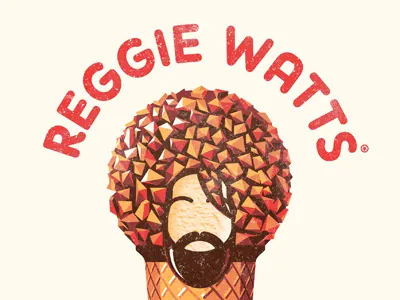 Reggie Watts dan kuhlken dkng food ice cream illustration mic microphone nathan goldman poster red reggie watts sasquatch screen print texture vector