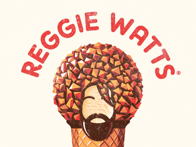 Reggie Watts dan kuhlken dkng food ice cream illustration mic microphone nathan goldman poster red reggie watts sasquatch screen print texture vector