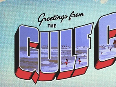 Greetings blue design red typography