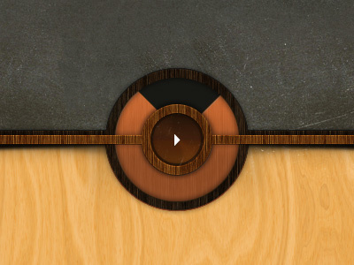 Circle button play button interface play ui wood