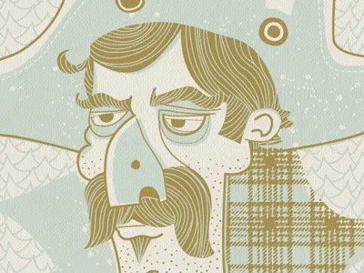 Sea Captain design illustration poster print silk screen