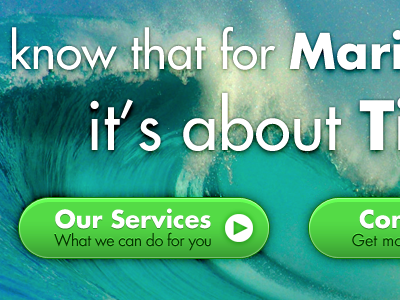 It's about T banner blue button call to action cta green header intro ocean pictos sea wave