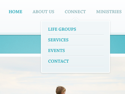Church Site Dropdown Menu blue church dropdown menu nav navigation shadow