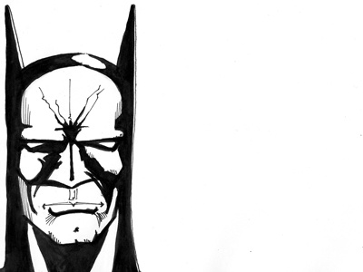 Project 52.17 - Batman analog batman comic book comics drawing ink pen and ink project 52 watercolor