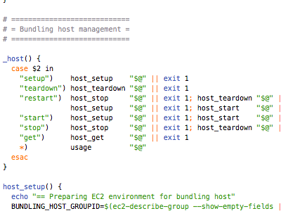 Columnar alignment shell script source code text