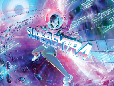 SUPEREXTRA astronaut cover art female girl illustration music planet sci fi science fiction sexy space stars