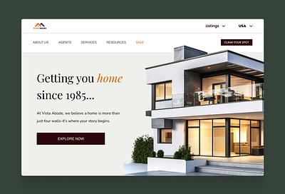 Vista Abode Real Estate Website app branding clean design graphic design hero section illustration landing page logo minimal real estate typography ui ux