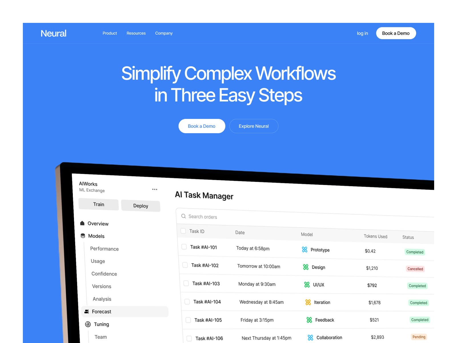 Neural - Hero Section blue design hero section ui userinterface ux web web design