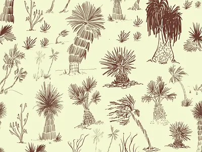 100 Palms cactus desert graphic design illustration palm trees pattern design surface design textile design