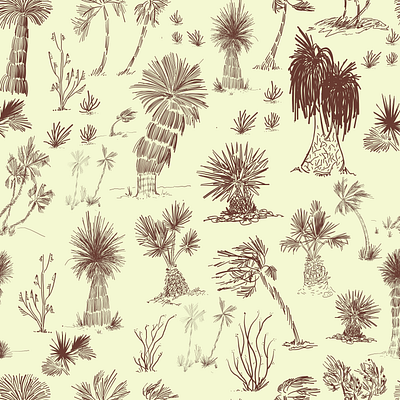 100 Palms cactus desert graphic design illustration palm trees pattern design surface design textile design