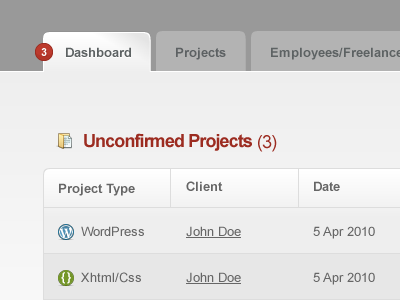 Project Admin admin administrator backoffice gray red
