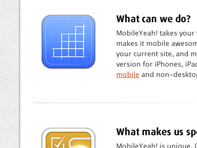 Feature List big icons items list separation white
