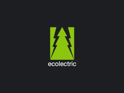 Ecolectric branding eco electric green identity logo negative space