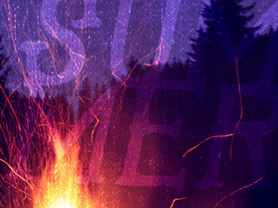 Summer clumsy font fire flames random summer texture trees