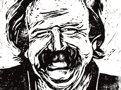 Good ol' Dick black dick strawbridge lino moustache portrait printing white