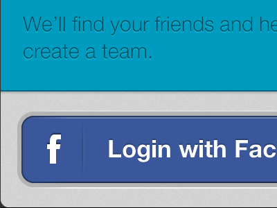 We'll find your friends... app aqua blue button facebook helvetica neue light iphone retina