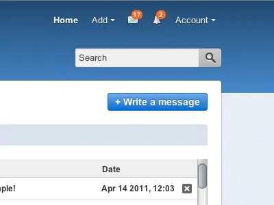 Current project header interface