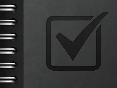 ActionNotes Icon Re-hash (Detail) actionnotes black book cover chrome grey icon ios ipad ring bind silver