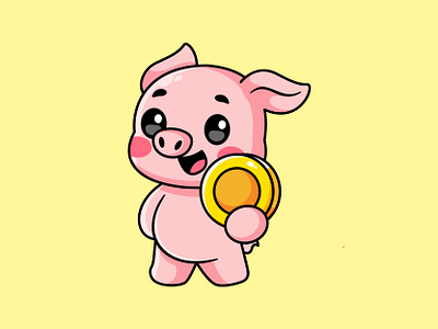 Piggy 🐽 animal cartoon character coin crypto cute finance gold happy illustration logo money pig piggy savings