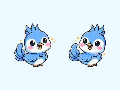 Blue joy 🐦 adorable bird blue blue joy cartoon character cute design fly hair illustration mascot vector