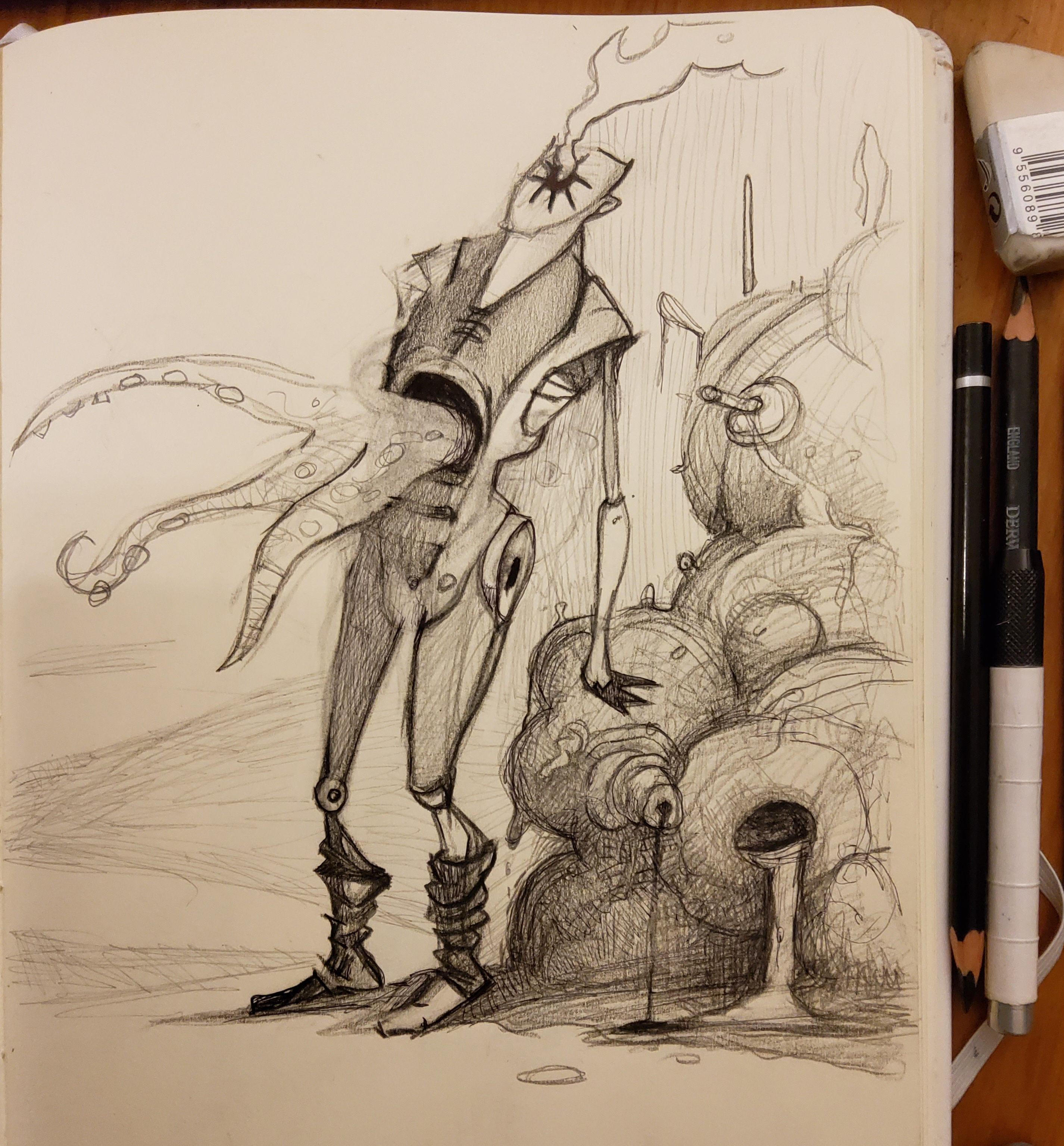 new drawing made by humble human illustration made by human pen and paper surreal traditional drawing