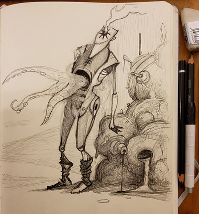 new drawing made by humble human illustration made by human pen and paper surreal traditional drawing