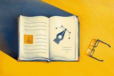 Editorial illustration book corporate cursor design editorial glasses graphic design illustration texture ui vector web illustration yellow