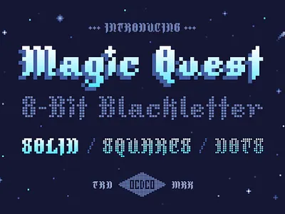 Magic Quest - 8-Bit Blackletter blackletter blackletter font fantasy font futuristic font pixel pixel art pixel font retro font retro futuristic space font video game video game font