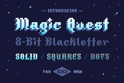 Magic Quest - 8-Bit Blackletter blackletter blackletter font fantasy font futuristic font pixel pixel art pixel font retro font retro futuristic space font video game video game font