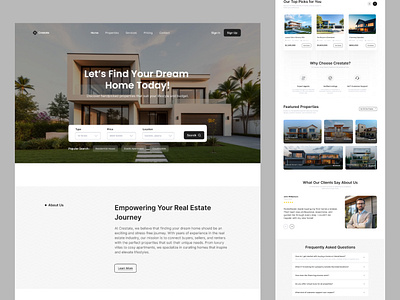 Real Estate Website Landing Page Design agency website broker website design figma website landing page design minimal website design mockup design real estate real estate agency real estate landing page real estate website uiux design ux design website mockup website ui design