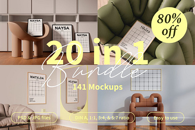 Artwork Mockups Bundle 20 in 1 dining room mockup frame mockup bundle interior frame mockup kitchen mockup mockups modern interior modern mockup office frame mockup poster mockup bundle print mockup bundle psd mockup wall art mockup