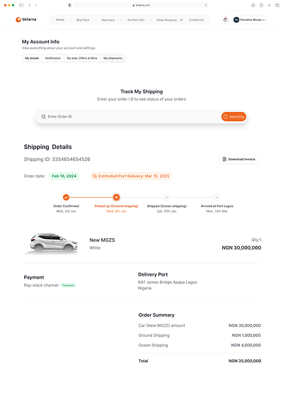 Shipping Tracking app car cars design shipping tracking ui uiux ux webapp