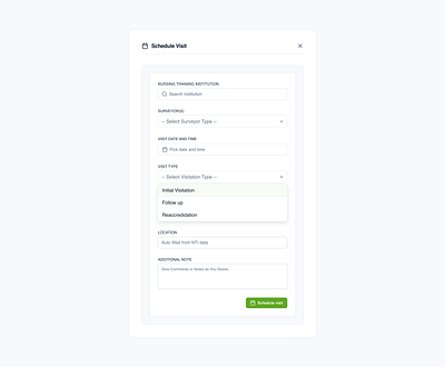 Schedule Visit Modal design health uiux webapp webdesign