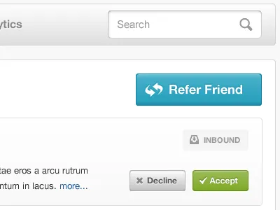 Networking app - accept/decline referrals accept actionable app call to action dashboard decline emphasis navigation referrals sidebar ui vector