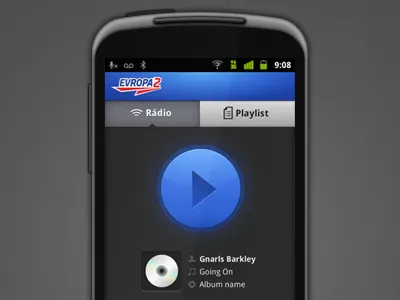 Radio app android blue button chrome grey radio ui