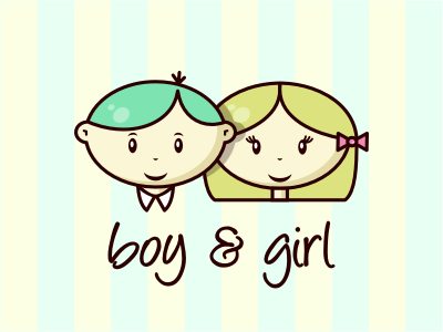 Boy & Girl illustration logo
