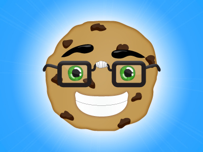 GeekyCookies.com blue cookie face geeks glasses lots of teeth