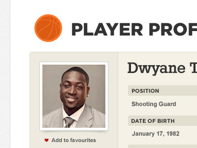 Player Profile interface ui website