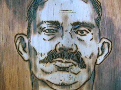 Oldentimesdribble art illustrator wood burning