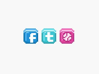 Chunky Pixels dribbble facebook icon icon set icons pixels social twitter